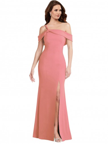 Long Sleeveless Stretch Crepe Hot Pink Trumpet Prom Dress Canada Online