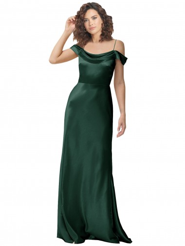 Long Sleeveless Stretch Satin Hunter Off the Shoulder A-Line Prom Dress Canada Online