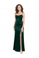Long Sleeveless Stretch Satin Hunter Scoop Neck A-Line Prom Dress Canada Online