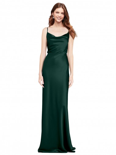 Long Sleeveless Stretch Satin Hunter Sheath Black Tie Prom Dress Canada Online