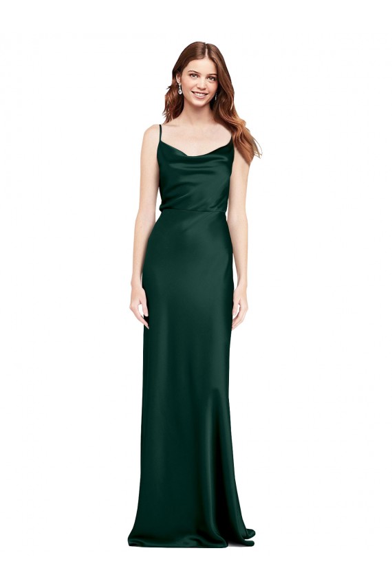 Long Sleeveless Stretch Satin Hunter Sheath Black Tie Prom Dress Canada Online