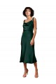 Midi Length Sleeveless Stretch Satin Hunter Sheath Black Tie Prom Dress Canada Online