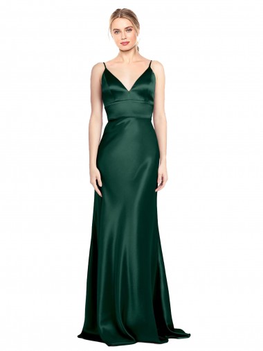 Long Sleeveless Stretch Satin Hunter Sheath Prom Dress Canada Online
