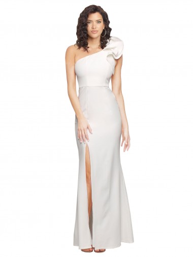 Long Sleeveless Stretch Crepe Ivory Sheath Prom Dress Canada Online