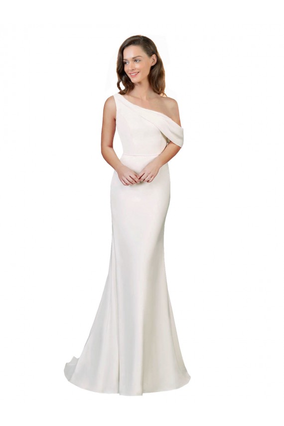 Sweep Train Sleeveless Stretch Crepe Ivory Sheath Prom Dress Canada Online
