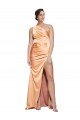 Long Sleeveless Stretch Satin Light Copper Sheath Prom Dress Canada Online