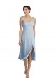 Midi Length Sleeveless Stretch Crepe Light Sky Blue A-Line Prom Dress Canada Online