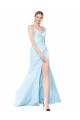 Long Sleeveless Stretch Satin Light Sky Blue Mermaid Prom Dress Canada Online