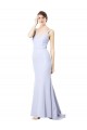 Long Sleeveless Stretch Crepe Light Sky Blue Mermaid Prom Dress Canada Online