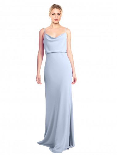 Long Sleeveless Stretch Crepe Light Sky Blue Sheath V-Back Prom Dress Canada Online