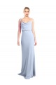 Long Sleeveless Stretch Crepe Light Sky Blue Sheath V-Back Prom Dress Canada Online