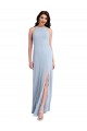Long Sleeveless Stretch Crepe Light Sky Blue Sheath Open Back Prom Dress Canada Online