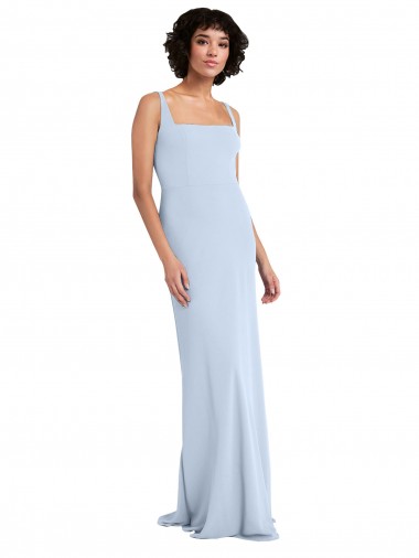 Long Sleeveless Stretch Crepe Light Sky Blue Sheath Prom Dress Canada Online
