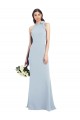 Long Sleeveless Stretch Crepe Light Sky Blue Bow Neck Trumpet Prom Dress Canada Online