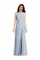 Long Sleeveless Stretch Crepe Light Sky Blue Halter Neck Trumpet Prom Dress Canada Online