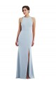 Long Sleeveless Stretch Crepe Light Sky Blue Trumpet Jewel Neck Prom Dress Canada Online