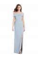 Long Sleeveless Stretch Crepe Light Sky Blue Off the Shoulder Trumpet Prom Dress Canada Online