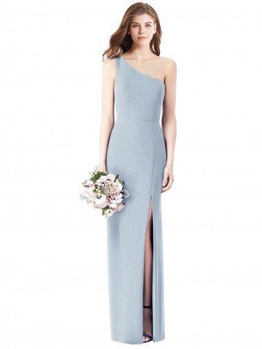 Long Sleeveless Stretch Crepe Light Sky Blue Trumpet One Shoulder Prom Dress Canada Online