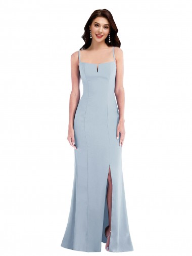 Long Sleeveless Stretch Crepe Light Sky Blue Spaghetti Straps Trumpet Prom Dress Canada Online