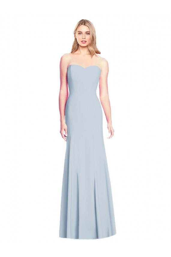 Long Sleeveless Stretch Crepe Light Sky Blue Sweetheart Trumpet Prom Dress Canada Online