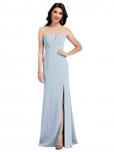 Long Sleeveless Stretch Crepe Light Sky Blue Trumpet Strapless Prom Dress Canada Online