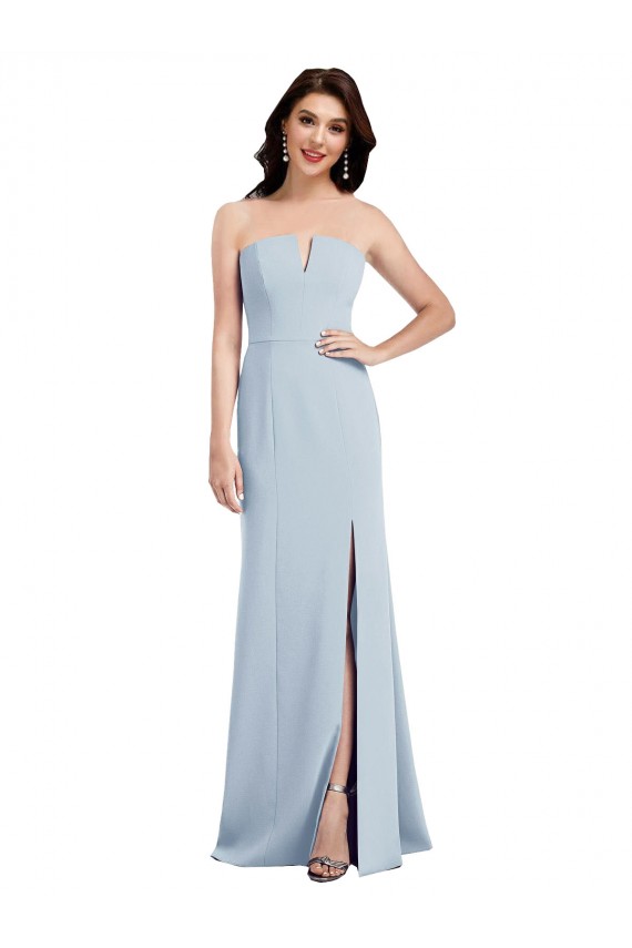 Long Sleeveless Stretch Crepe Light Sky Blue Trumpet Strapless Prom Dress Canada Online