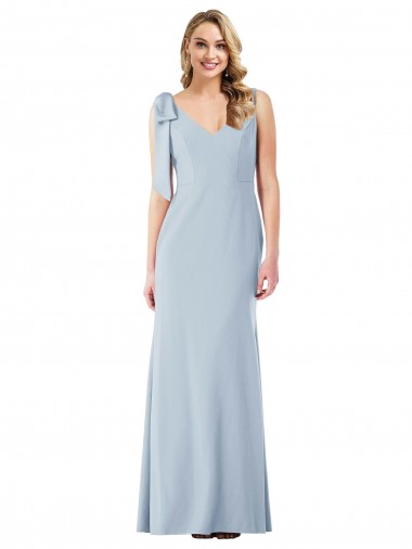 Long Sleeveless Stretch Crepe Light Sky Blue V-Neck Trumpet Prom Dress Canada Online