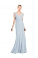 Long Sleeveless Stretch Crepe Light Sky Blue Trumpet V-Neck Prom Dress Canada Online