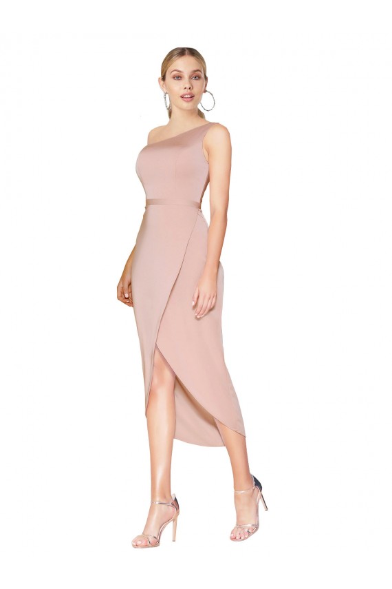 Knee Length Sleeveless Stretch Crepe Mauve Mermaid Prom Dress Canada Online