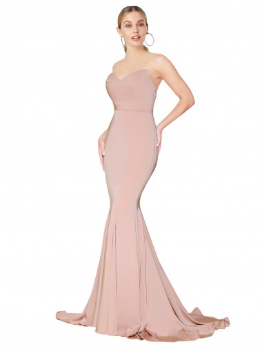 Long Sleeveless Stretch Crepe Mauve Mermaid Prom Dress Canada Online