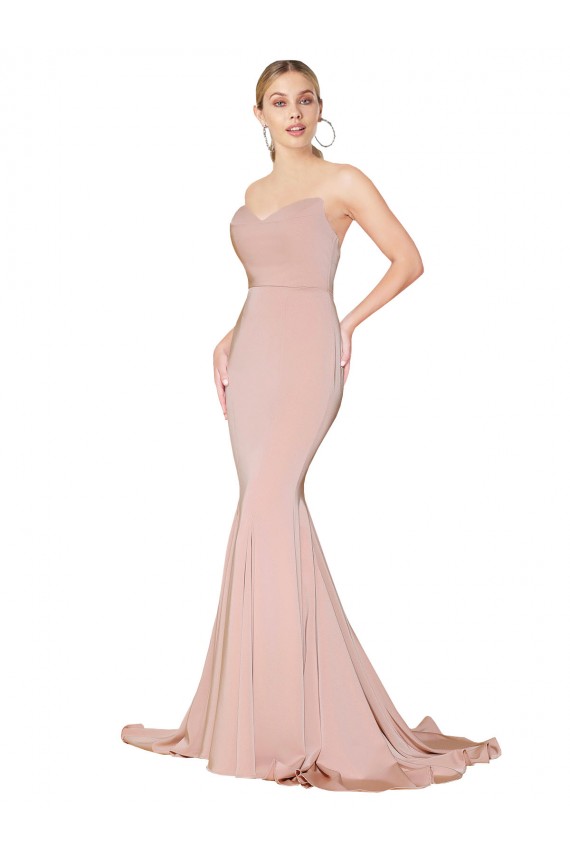Long Sleeveless Stretch Crepe Mauve Mermaid Prom Dress Canada Online