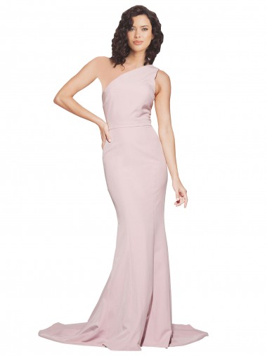 Sweep Train Sleeveless Stretch Crepe Mauve Sheath Prom Dress Canada Online