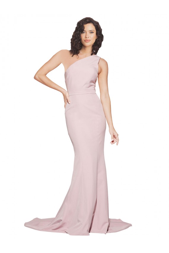 Sweep Train Sleeveless Stretch Crepe Mauve Sheath Prom Dress Canada Online