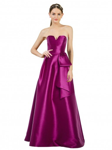 Long Sleeveless Satin Merlot A-Line Prom Dress Canada Online