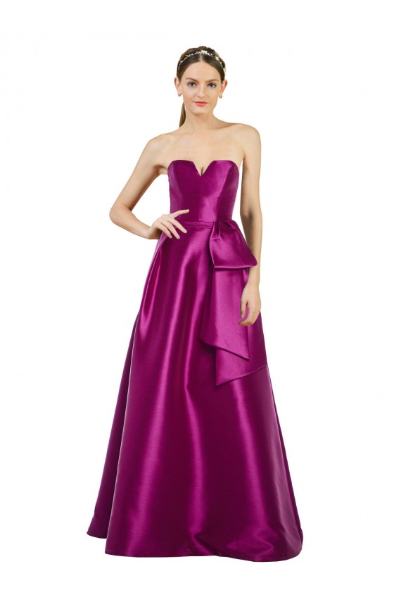 Long Sleeveless Satin Merlot A-Line Prom Dress Canada Online