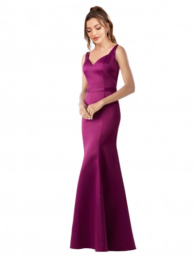 Long Sleeveless Satin Merlot Sheath Black Tie Prom Dress Canada Online