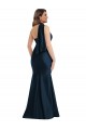Long Sleeveless Silky Satin Dark Navy Mermaid Plus Size Formal Prom Dress Canada Online