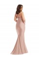 Long Sleeveless Silky Satin Dusty Pink Halter Neck Mermaid Plus Size Formal Prom Dress Canada Online