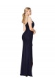 Long Sleeveless Soft Chiffon Dark Navy Mermaid High Neck Prom Dress Canada Online