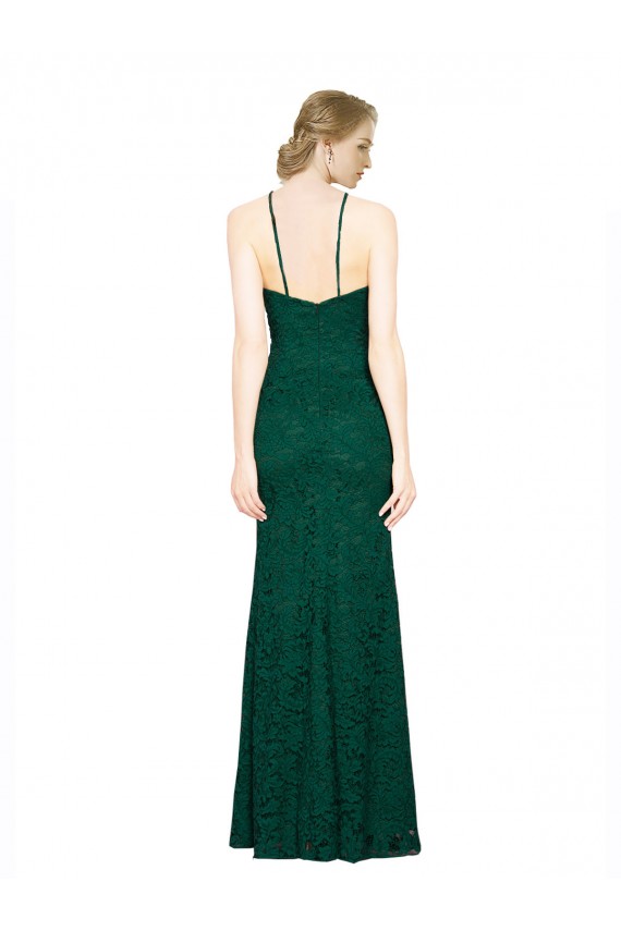 Long Sleeveless Lace Dark Green Mermaid Prom Dress Canada Online