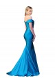 Long Sleeveless Satin Peacock Blue Mermaid Prom Dress Canada Online
