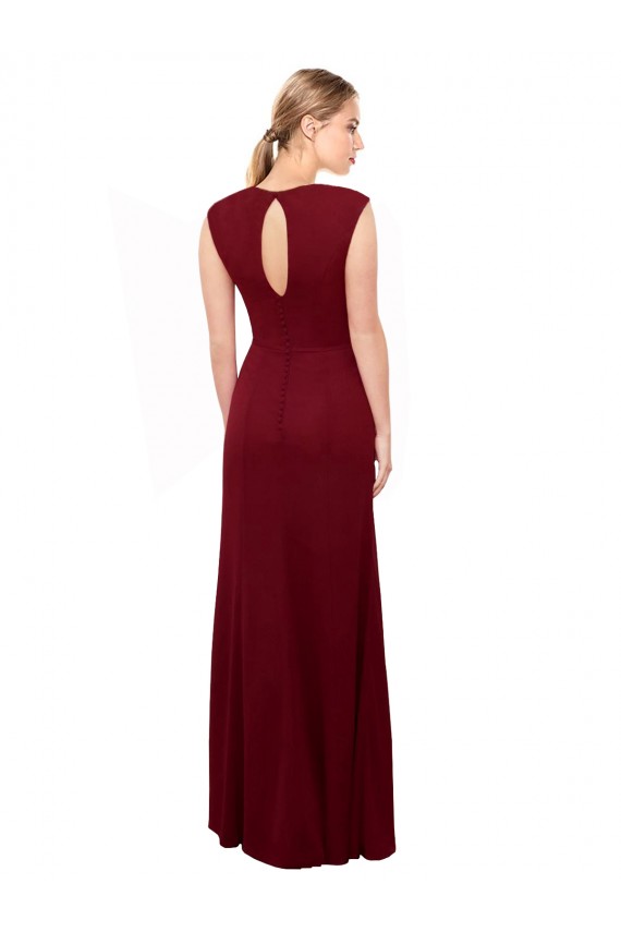 Long Sleeveless Soft Chiffon Burgundy Mermaid Keyhole Back Prom Dress Canada Online