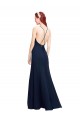 Long Sleeveless Soft Chiffon Dark Navy Halter Neck Mermaid Prom Dress Canada Online
