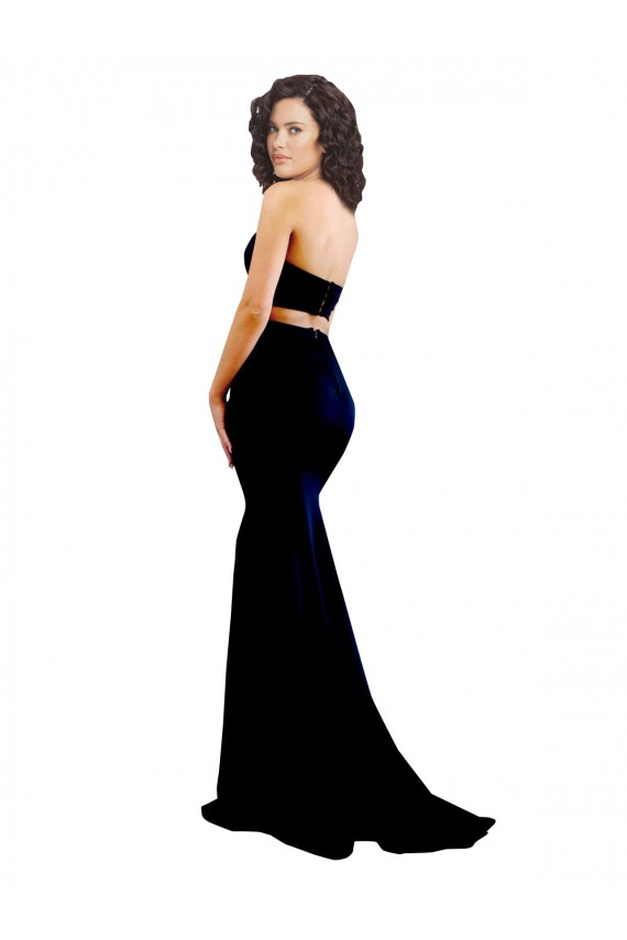 Long Sleeveless Stretch Crepe Black Mermaid Prom Dress Canada Online