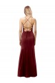 Long Sleeveless Stretch Crepe Burgundy Gold Mermaid Open Back Prom Dress Canada Online