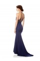 Long Sleeveless Stretch Crepe Navy Blue Mermaid Halter Neck Prom Dress Canada Online