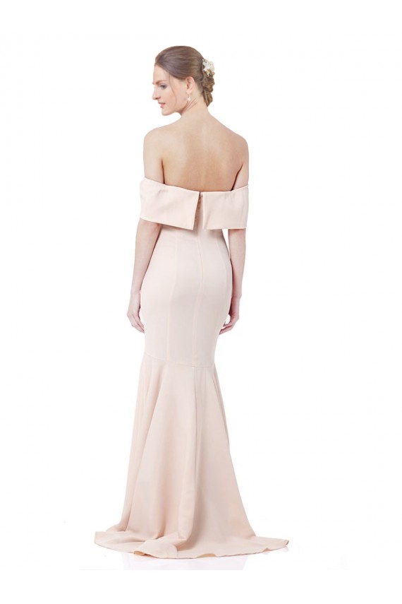 Long Sleeveless Stretch Crepe Nude Mermaid Off the Shoulder Prom Dress Canada Online