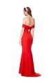Long Sleeveless Stretch Crepe Red Off the Shoulder High Neck Prom Dress Canada Online