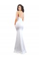 Long Sleeveless Stretch Crepe White Mermaid Black Tie Prom Dress Canada Online