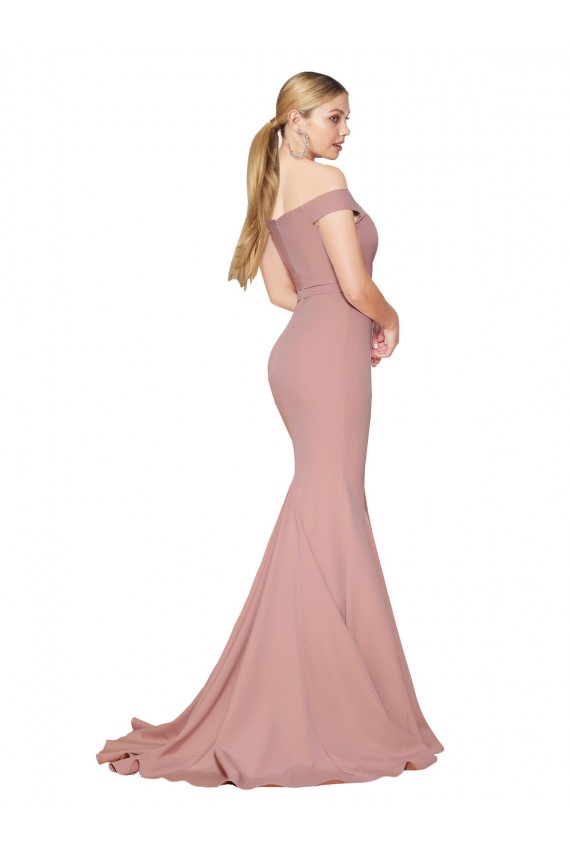 Sweep Train Sleeveless Stretch Crepe Dusty Pink Mermaid Off the Shoulder Prom Dress Canada Online